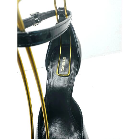 Sportmax Black Leather Mary Jane Pumps Size EU 37 Classic Heel Dress Shoes - Picture 3 of 10